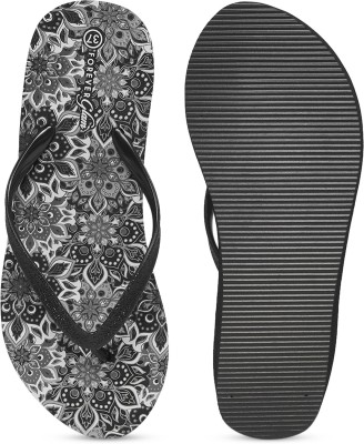 Forever Glam By Pantaloons Women Flip Flops(Black , 7)