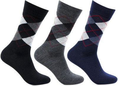 BONJOUR Premium Woolen Full Length Socks for Men Self Design Ankle Length(Pack of 3)
