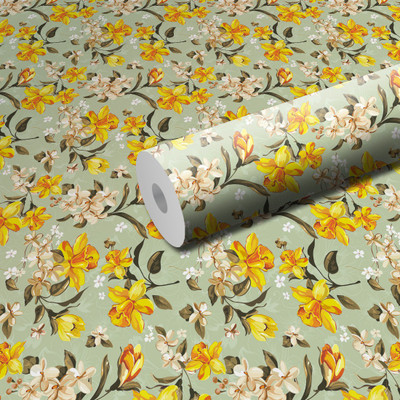 WallDaddy 304.8 cm L-Bell Flower Self Adhesive Sticker(Pack of 1)