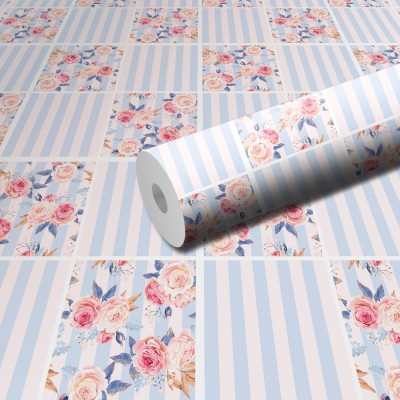 WallDaddy 304.8 cm L-Collage Flower Self Adhesive Sticker(Pack of 1)