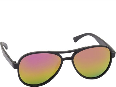GANSTA Aviator Sunglasses(For Men & Women, Golden, Red)