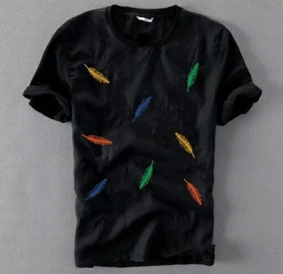 Smartees Printed Men Round Neck Black T-Shirt