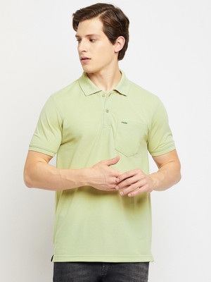 Adobe Solid Men Polo Neck Light Green T-Shirt