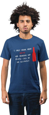 Revind 442 Typography Men Round Neck Dark Blue T-Shirt