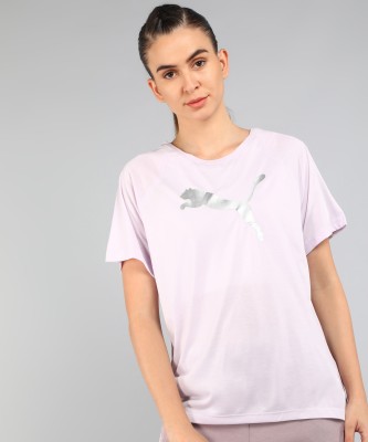 PUMA Printed Women Round Neck Purple T-Shirt