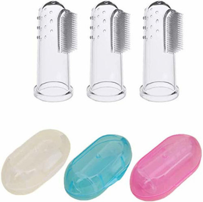 Jariso Silicone Baby Finger-Brush with Case Ultra Soft (Pack of 3 Finger Brush) Ultra Soft Toothbrush(Pack of 3)