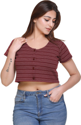 Raves Casual Striped Women Red Top