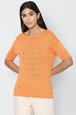 Allen Solly Casual Checkered Women Orange Top