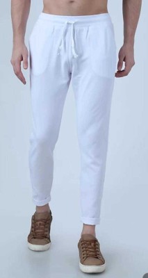 Solid Men White Track Pants