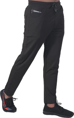 RKM STORE Solid Men Black Track Pants