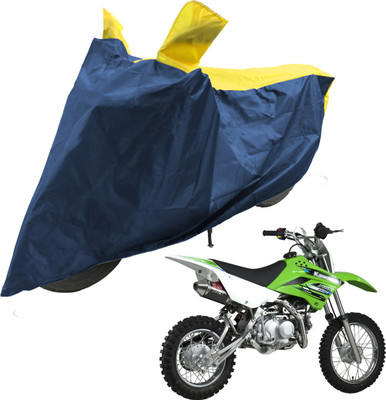 RiderShine Two Wheeler Cover for Kawasaki(KLX 110, Blue, Yellow)