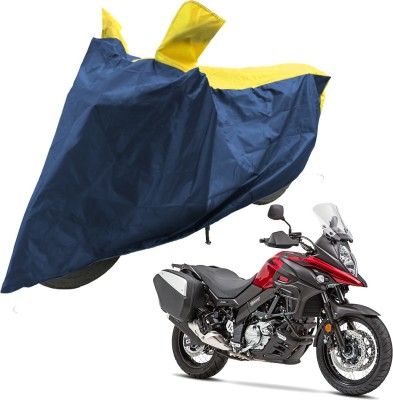 RiderShine Two Wheeler Cover for Suzuki(V Strom 650, Blue, Yellow)