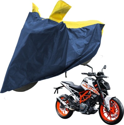 RiderShine Two Wheeler Cover for KTM(Duke 390 ABS, Blue, Yellow)