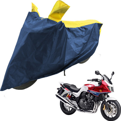 RiderShine Two Wheeler Cover for Honda(CB 400, Blue, Yellow)