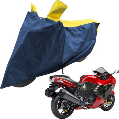 RiderShine Two Wheeler Cover for Kawasaki(Ninja ZX-14R, Blue, Yellow)