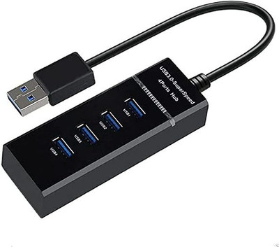 Etake Mini USB Expander 4 Port USB 3.0 Hub Splitter High-Speed Multiport Slim USB Hub 4 Port USB 3.0 Splitter Portable Hub With LED Indicator USB Hub(Black)