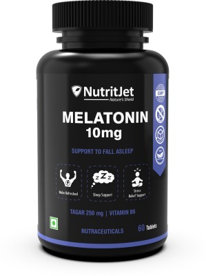 NutritJet Melatonin 10mg Sleep Supplement For Stress Free Sleep – 60 Veg. Tablets(60 Tablets)