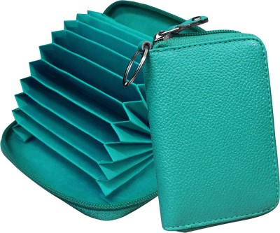 ABYS Women Trendy Green Genuine Leather Card Holder(9 Card Slots)