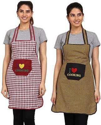 Flipkart SmartBuy Cotton Home Use Apron - Free Size(Maroon, Yellow, Pack of 2)