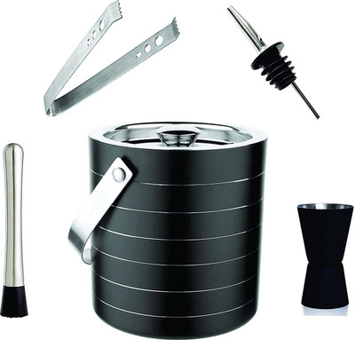 Sarsawal Premium 5 Pieces Bar Set of Double Ice Bucket 5 - Piece Bar Set(Stainless Steel)