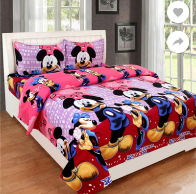 Rotsn Polycotton Double Flat 180 TC Cartoon Bedsheet(Pack of 1, Multicolor)