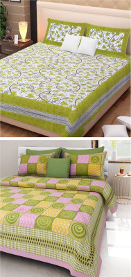 UNIQCHOICE 144 TC Cotton Double Printed Flat Bedsheet(Pack of 2, Multicolor)