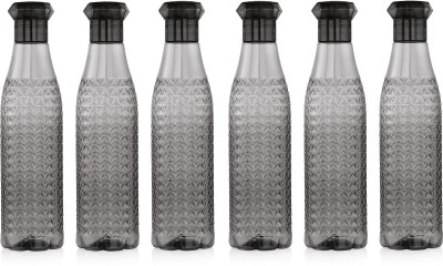 AK HUB Plastic Fridge Water Bottles for Fitness, Gym, Office, Home Set Of 6 ( Black ) 1000 ml Bottle(Pack of 6, Black, Plastic)