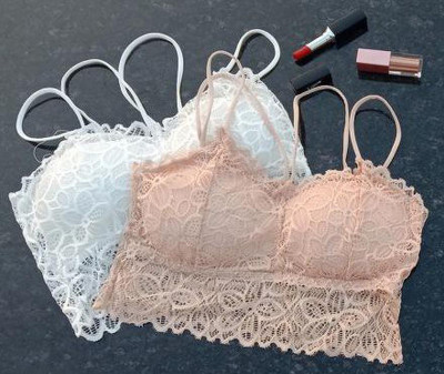 JanakArticles Lace Padded Bra Women Bralette Lightly Padded Bra(White, Beige)