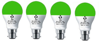 rino 4 W Basic Standard B22 LED Bulb(Green, Pack of 4)