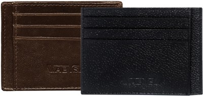 ABYS Men & Women Brown, Black Genuine Leather Card Holder(6 Card Slots, Pack of 2)