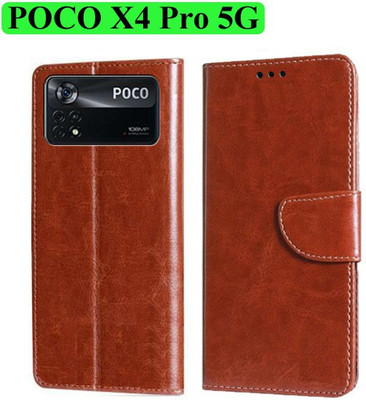 Wynhard Flip Cover for POCO X4 Pro 5G(Brown, Grip Case, Pack of: 1)