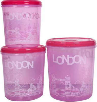 AK HUB Plastic Grocery Container  - 5000 ml, 7500 ml, 10000 ml(Pack of 3, Pink)
