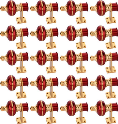 Sun Shield Gold, Maroon Curtain Knobs, Curtain Hooks, Rod Rail Bracket Metal(Pack of 20)