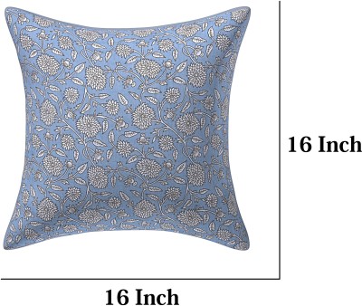INDHOME LIFE Floral Cushions & Pillows Cover(Pack of 2, 40.64 cm*40.64 cm, Blue)