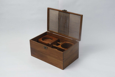 Artiqulate 6 Compartments Teak Wood Pen Stand, Wallet Holder, Pin/ Clip Holder, Cup Holder, Phone Stand(Teak Brown)