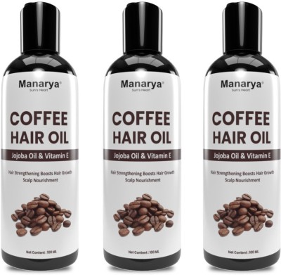 Manarya Sun's Heart Coffee Hair Booster Hair Oil , Pack Of 3, 100ml Each Hair Oil(300 ml)