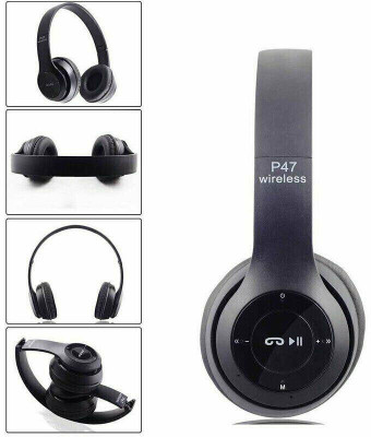 Worricow New Brand Foldable Bluetooth Headset with Mic Stereo Bass Wireless Headset Bluetooth(Black, On the Ear)