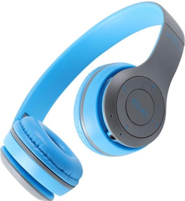Techobucks Best Buy Wireless P-47 Bluetooth Over-ear Headphone Foldable Stereo Headset Bluetooth Headset(Blue, On the Ear)