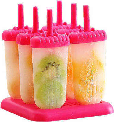 TONY STARK Setof6 PlasticReusable IcepopMakers,HomemadePopsicle, IceLollyMoldforChildren Pink Plastic Ice Cube Tray(Pack of1)