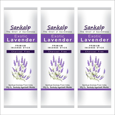 Sankalp Lavender Incense Sticks - Agarbatti | Pack of 3 x 100gm | 3 x 66 Sticks | Lavender Flower Fragrance(66, Set of 3)