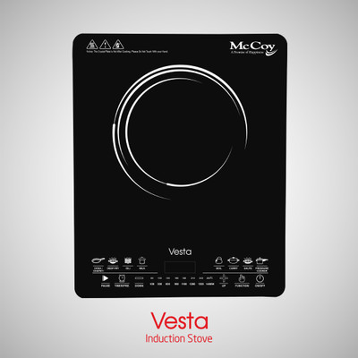 Mccoy Vesta 1400W Efficient Full Touch 8 Auto Cook Functions Slim Strong BIS Certified Induction Cooktop (Black, Touch Panel)