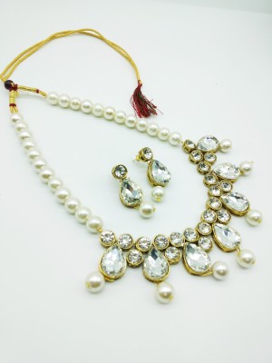 JewelShadi Alloy Gold-plated White Jewellery Set(Pack of 1)