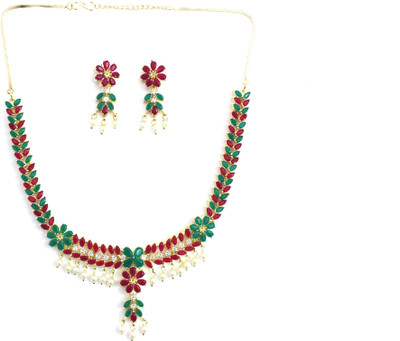 ABCD Brass Rhodium Multicolor Jewellery Set(Pack of 1)