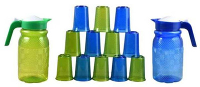 Mugo jag set combo green blue Jug Glass Set(Plastic)
