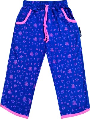 KAVYA Capri For Girls Casual Printed Pure Cotton(Blue Pack of 1)