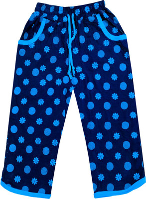 IndiWeaves Capri For Girls Casual Printed Pure Cotton(Blue Pack of 1)