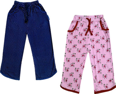 Indistar Capri For Girls Casual Polka Print, Floral Print Pure Cotton(Multicolor Pack of 2)