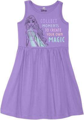 Disney By Wear Your Mind Girls Midi/Knee Length Casual Dress(Purple, Sleeveless)