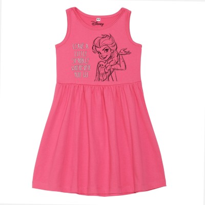 Disney By Wear Your Mind Girls Midi/Knee Length Casual Dress(Pink, Sleeveless)