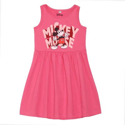 Disney By Wear Your Mind Girls Midi/Knee Length Casual Dress(Pink, Sleeveless)